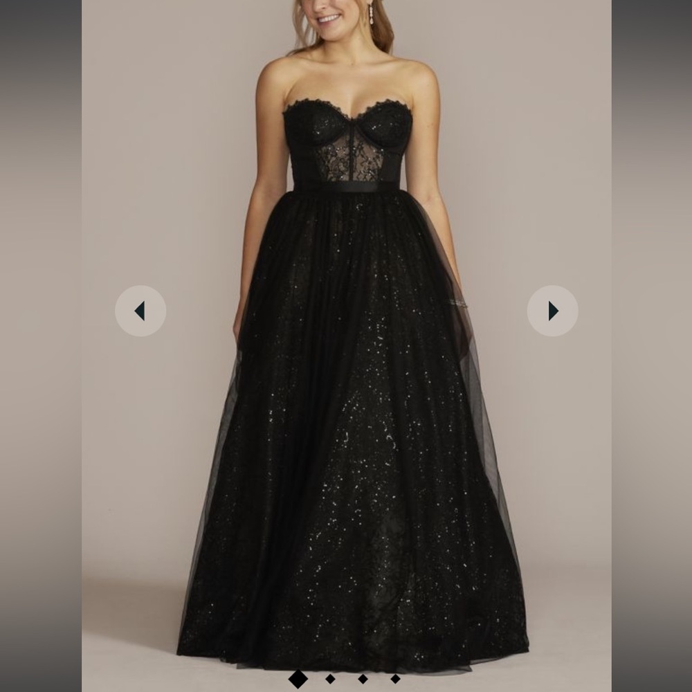 Black Tulle Lace Corset Prom Dress